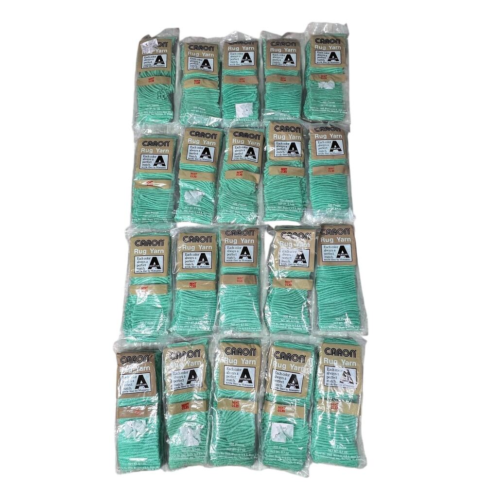 CARON Vintage Rug Yarn Mint 0139 Lot 20 Packs Acrilan Acrylic 320 Pieces USA